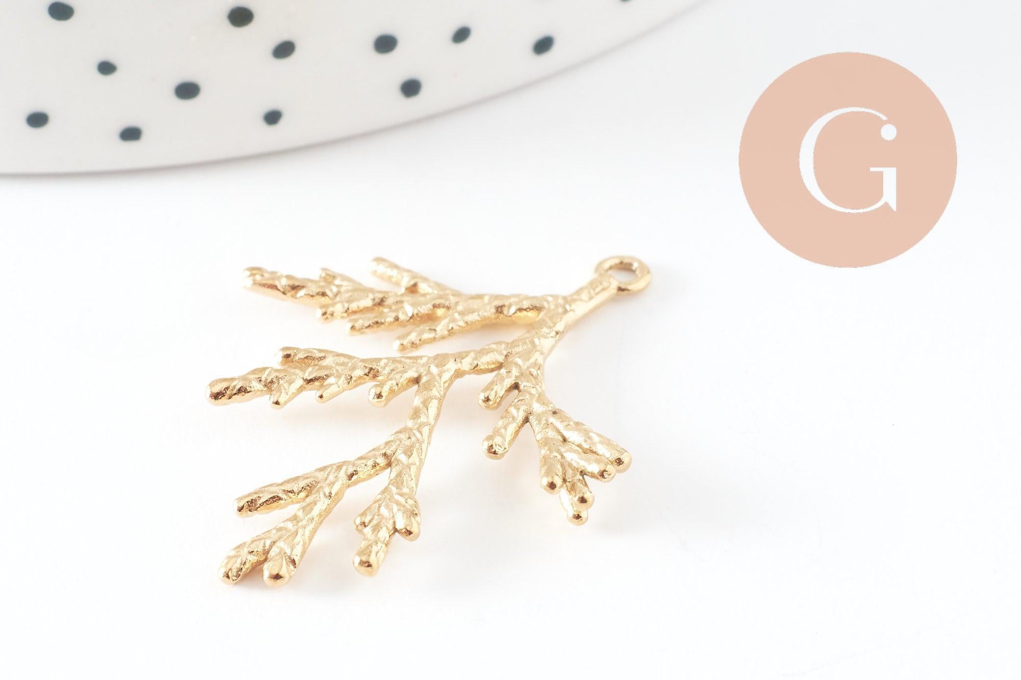 Gingerlily Pendentifs G9670 branche corail doré 35mm x1