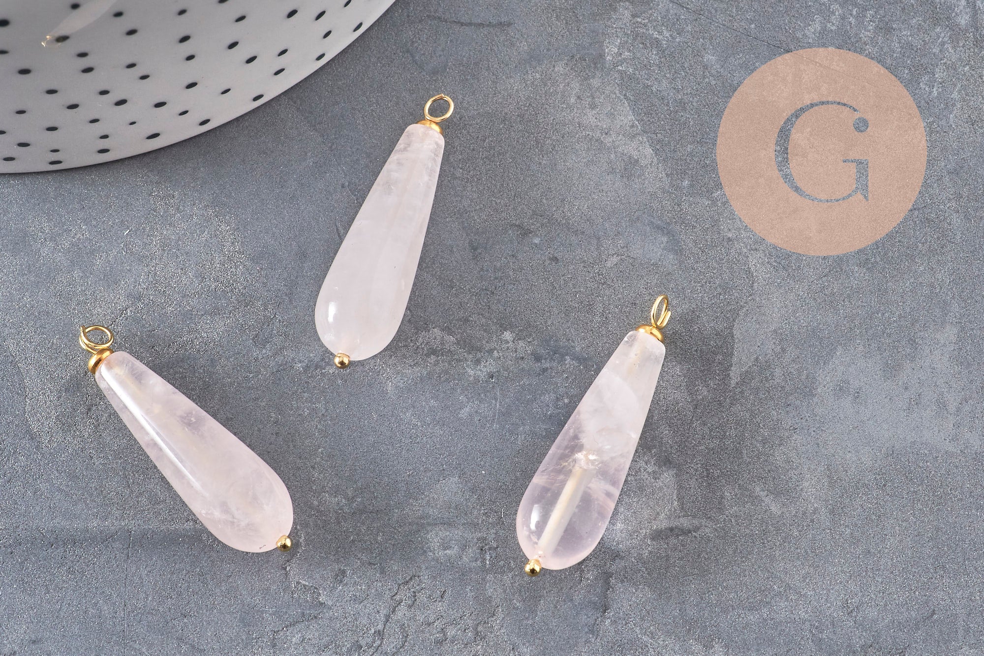 Gingerlily Pendentifs G11052 pendentif goutte quartz rose 38mm
