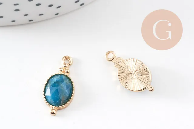Gingerlily pendentif ovale apatite bleue 20,5mm x1 doré
