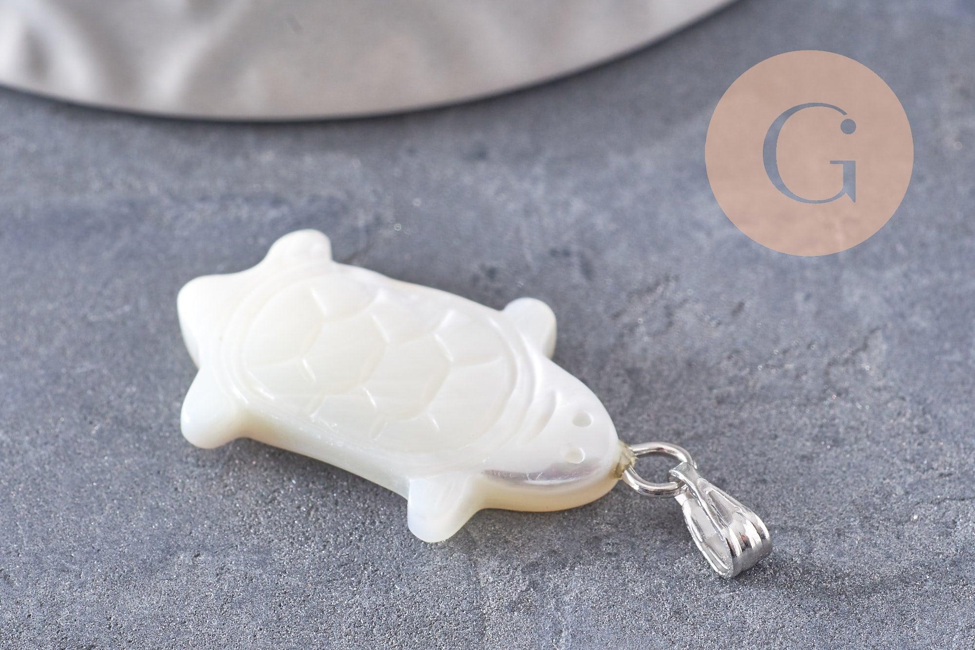 Gingerlily Pendentifs tortue nacre blanche pendentif 26mm coquillage