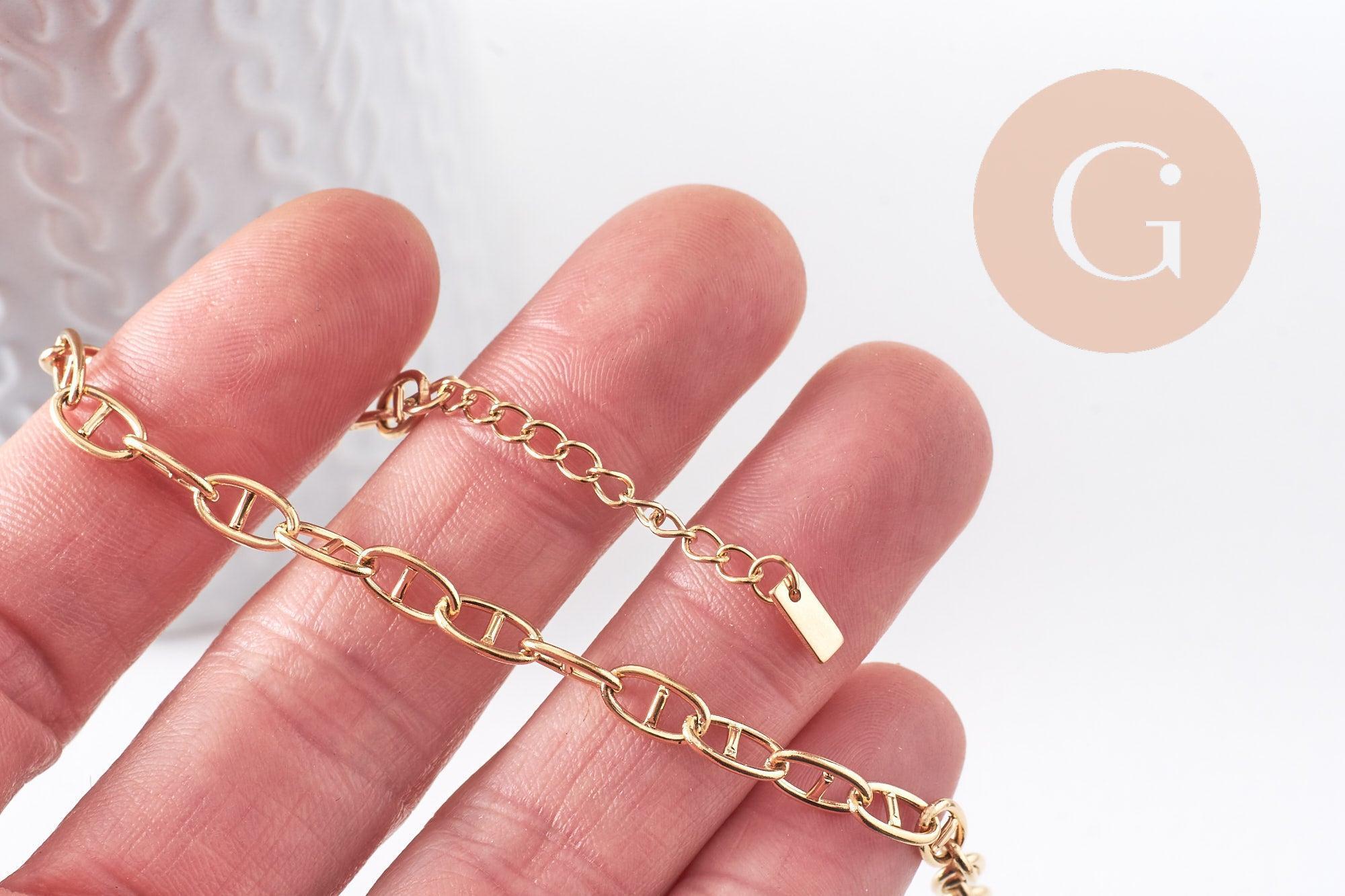 Gingerlily chaînes maille marine G10348 bracelet acier doré 16,7cm