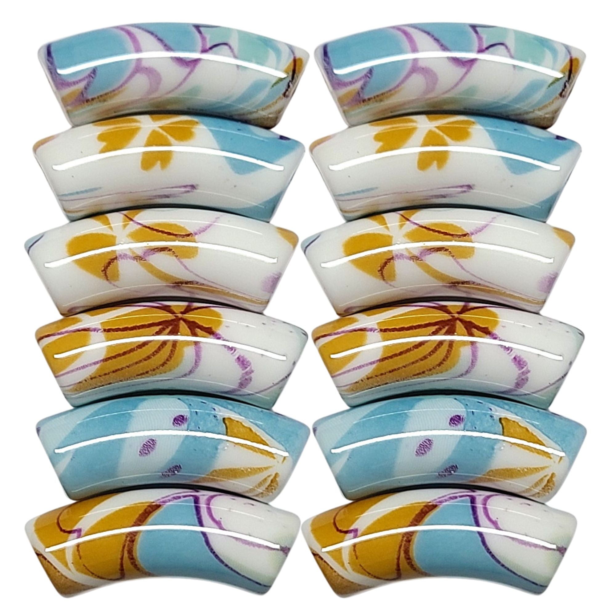 ARTSHOP Tubes DESIGN 1002 perle tube fleurs bleu 12mm x1