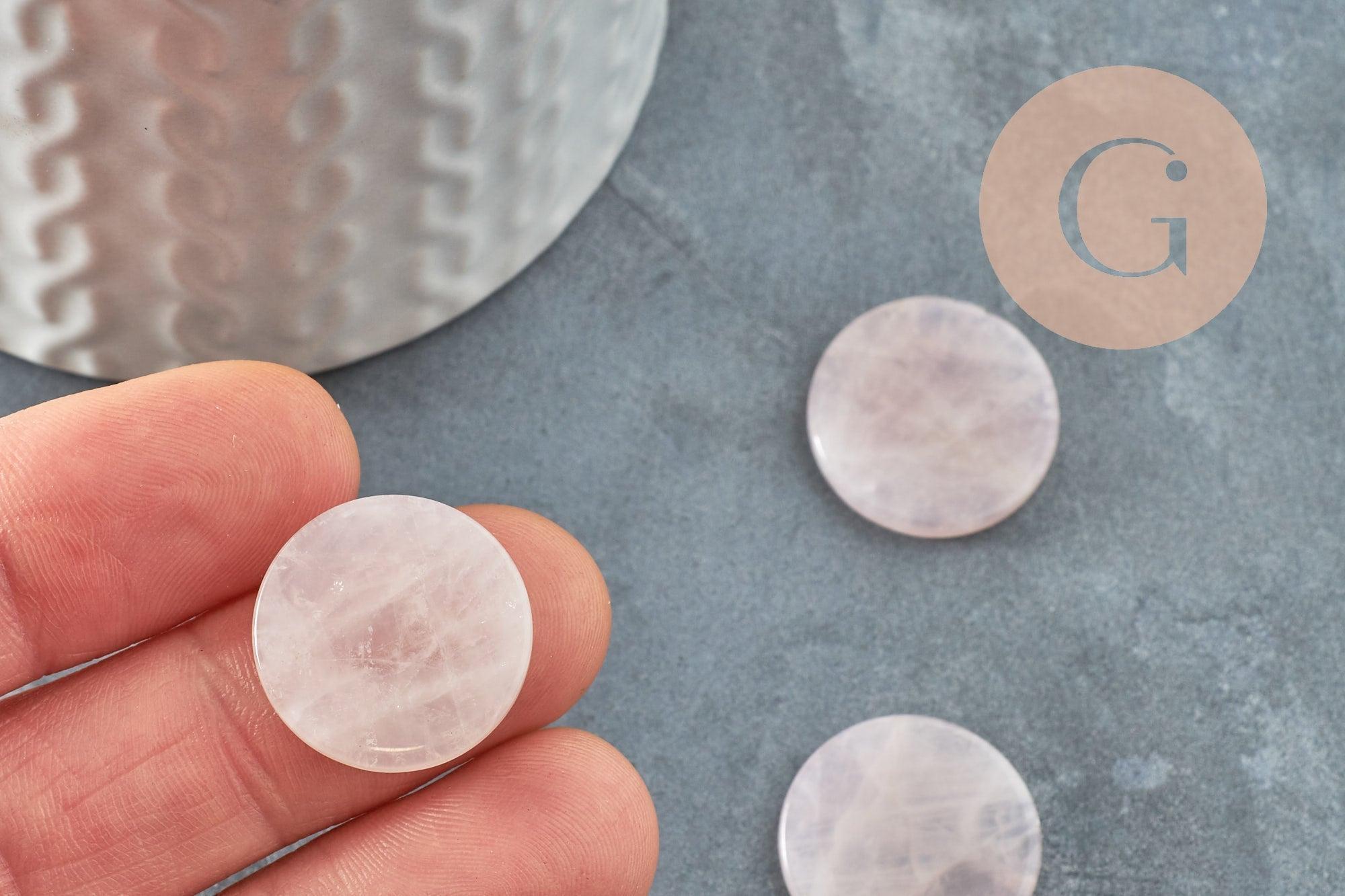 Gingerlily quartz rose cabochon disque 20mm x1 rose