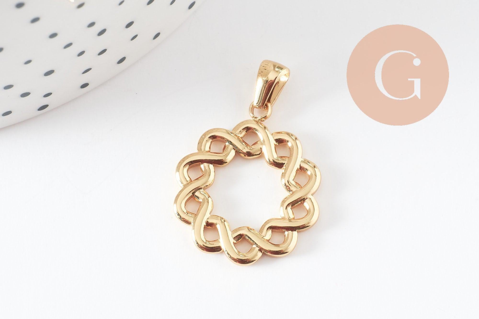 Gingerlily Pendentifs G10192 pendentif rond tressé doré 25mm