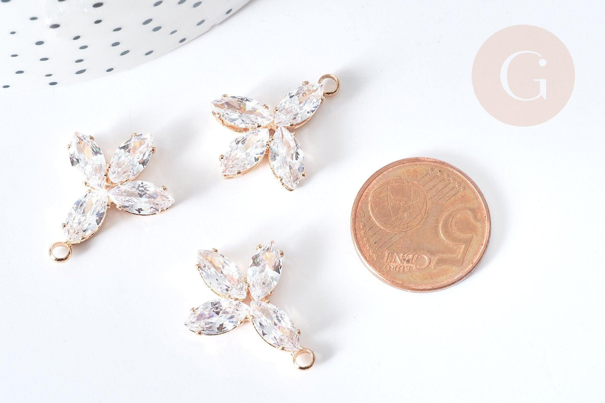 Gingerlily G8085 pendentif fleur zircons doré 24mm