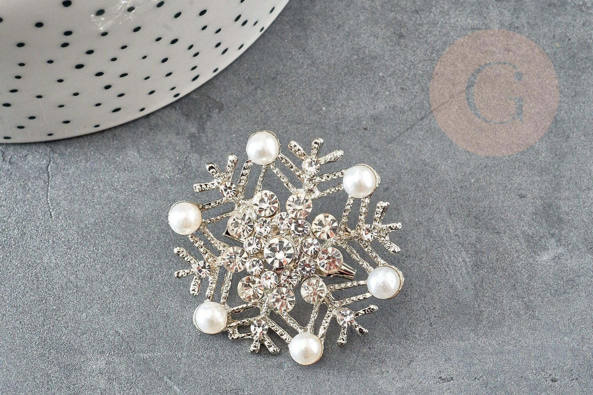 Gingerlily Broches broche flocon neige 45mm zamac zircons
