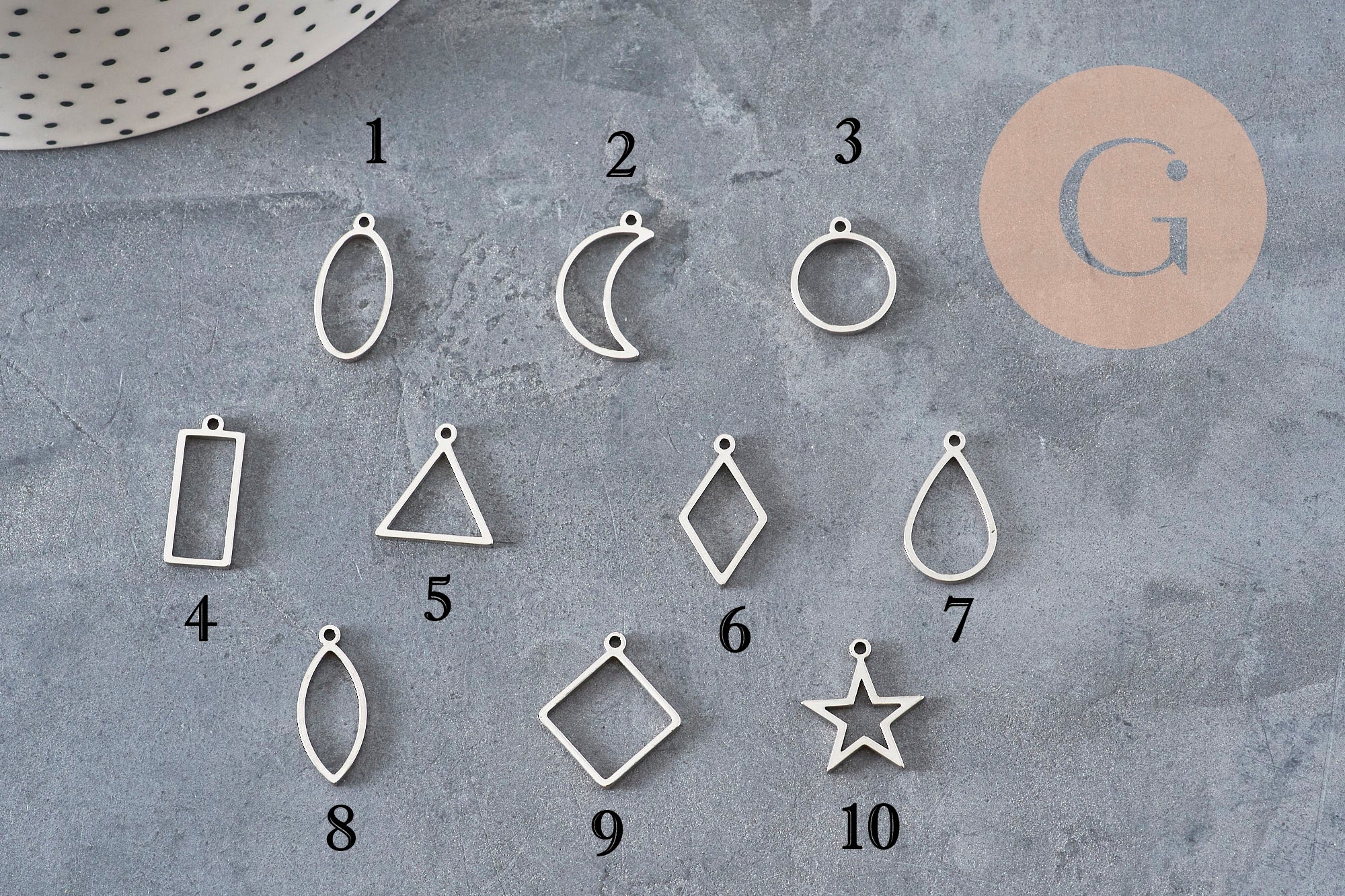 Gingerlily Perles Pendentif G11272 acier cadre ouvert platine 14-21mm