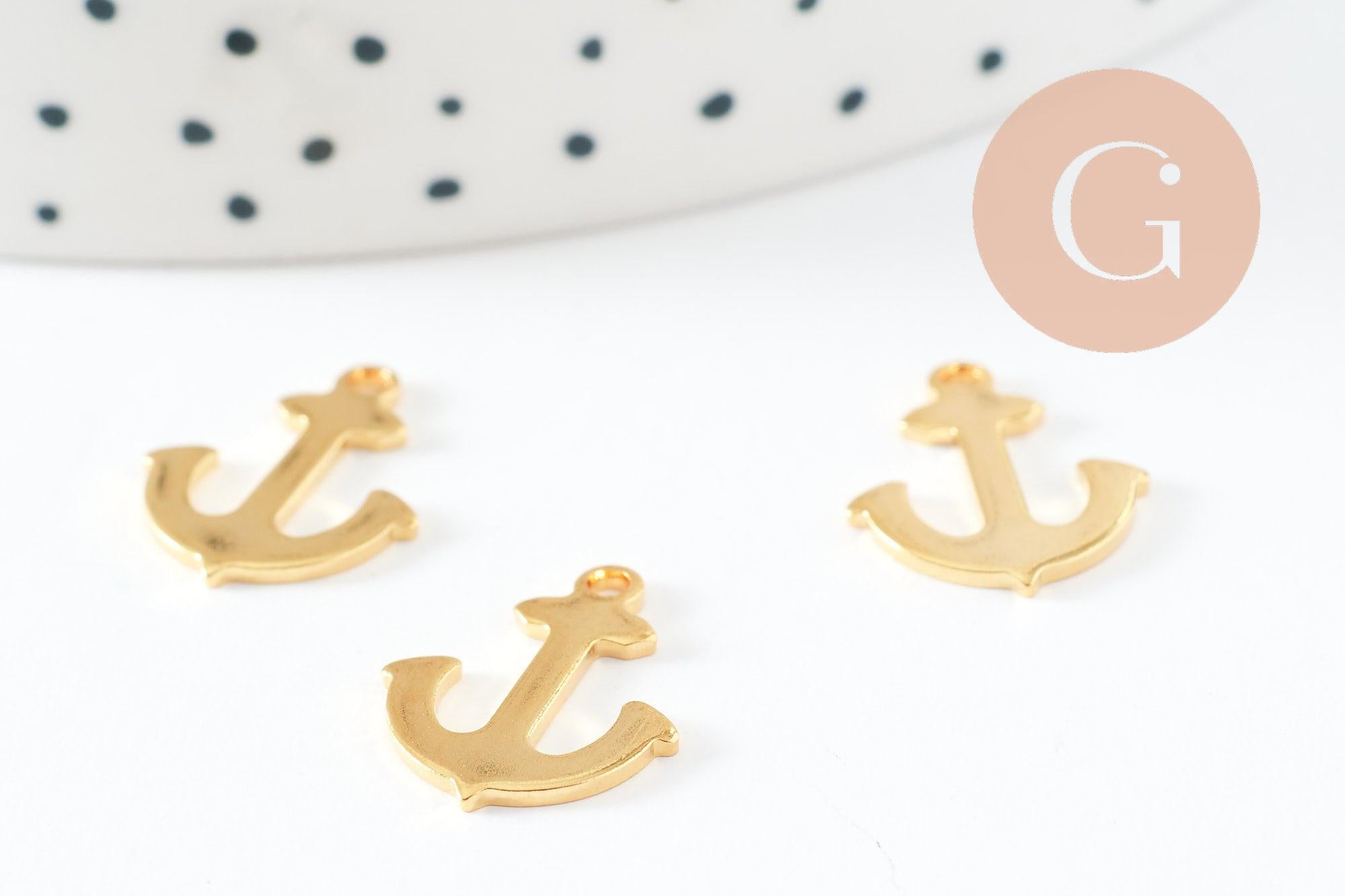 Gingerlily Perles G9665 breloque ancre acier doré 16mm x1