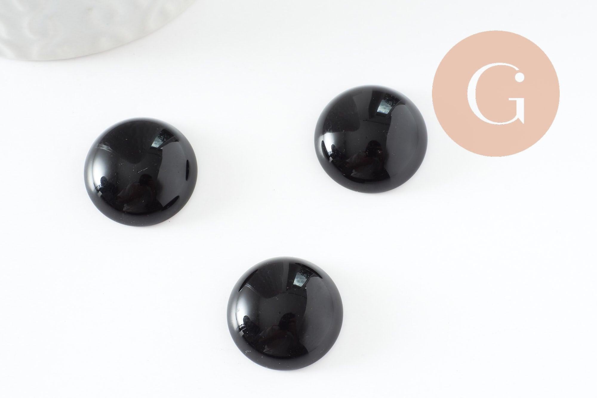 Gingerlily Cabochon rond agate noire naturelle teintée 20mm x1