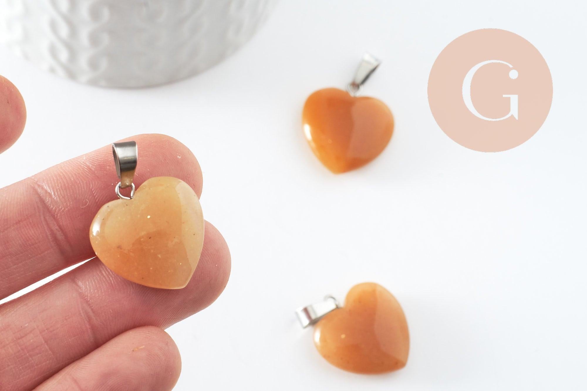 Gingerlily Pendentifs G9534 pendentif coeur jade jaune 22mm x1