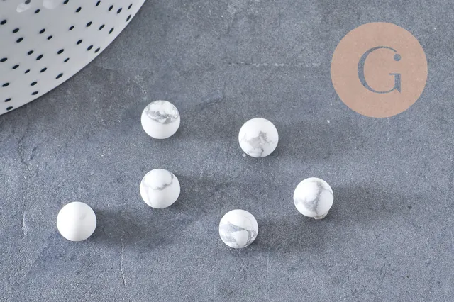 Gingerlily howlite G5837 sphère 8mm non percée blanche x1