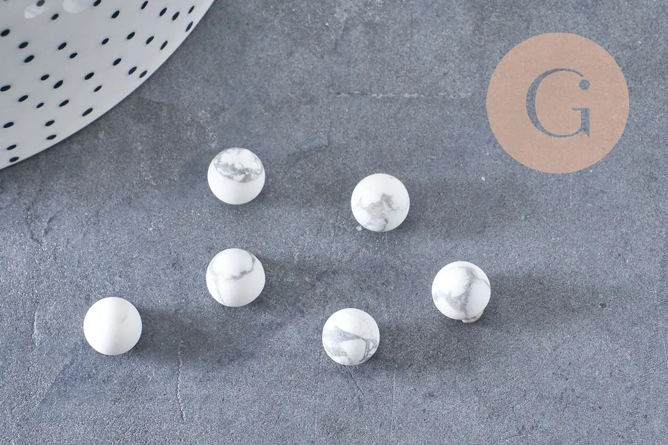 Gingerlily howlite G5837 sphère 8mm non percée blanche x1