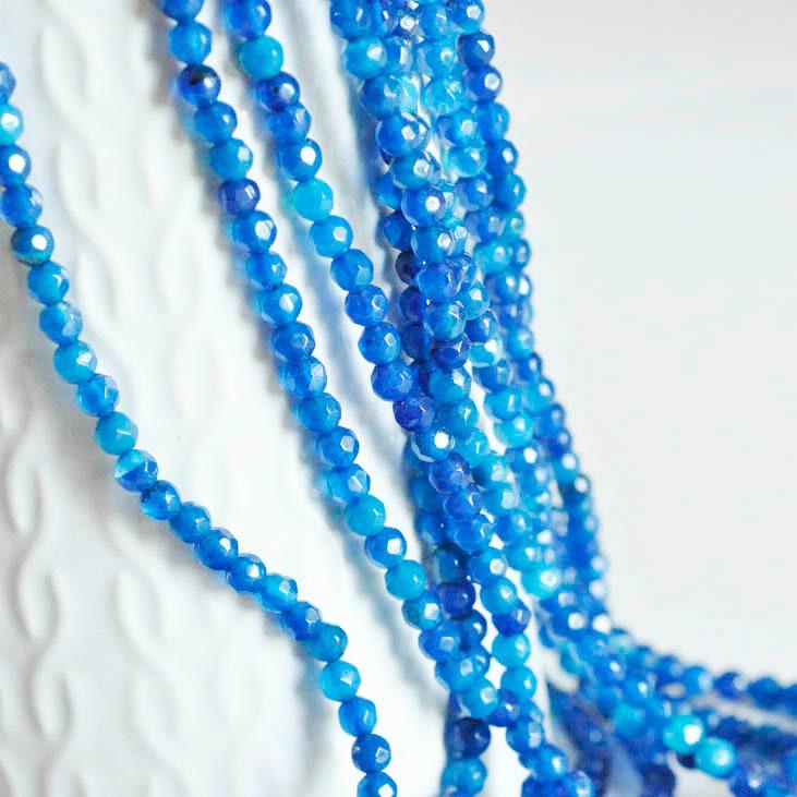 Gingerlily Perles G0719 perle agate bleue facette 4mm fil 90