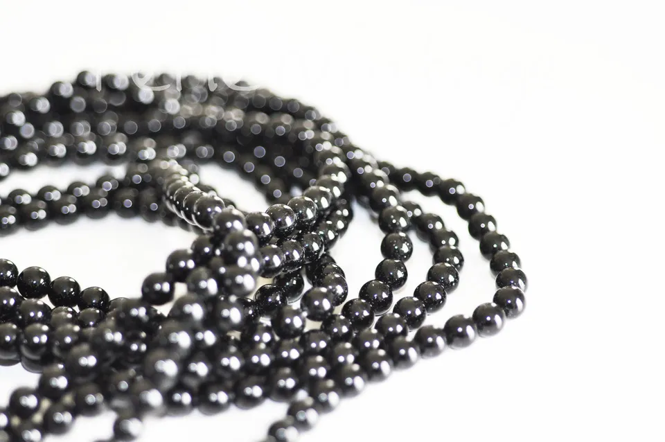Gingerlily Perles agate noire perles 8mm x10 pierre naturelle