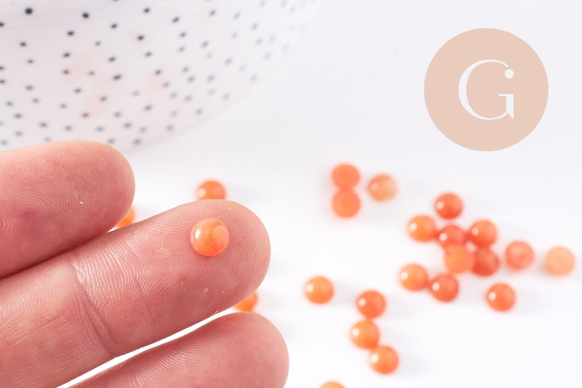 Gingerlily Cabochon jade orange 6mm pierre naturelle x1