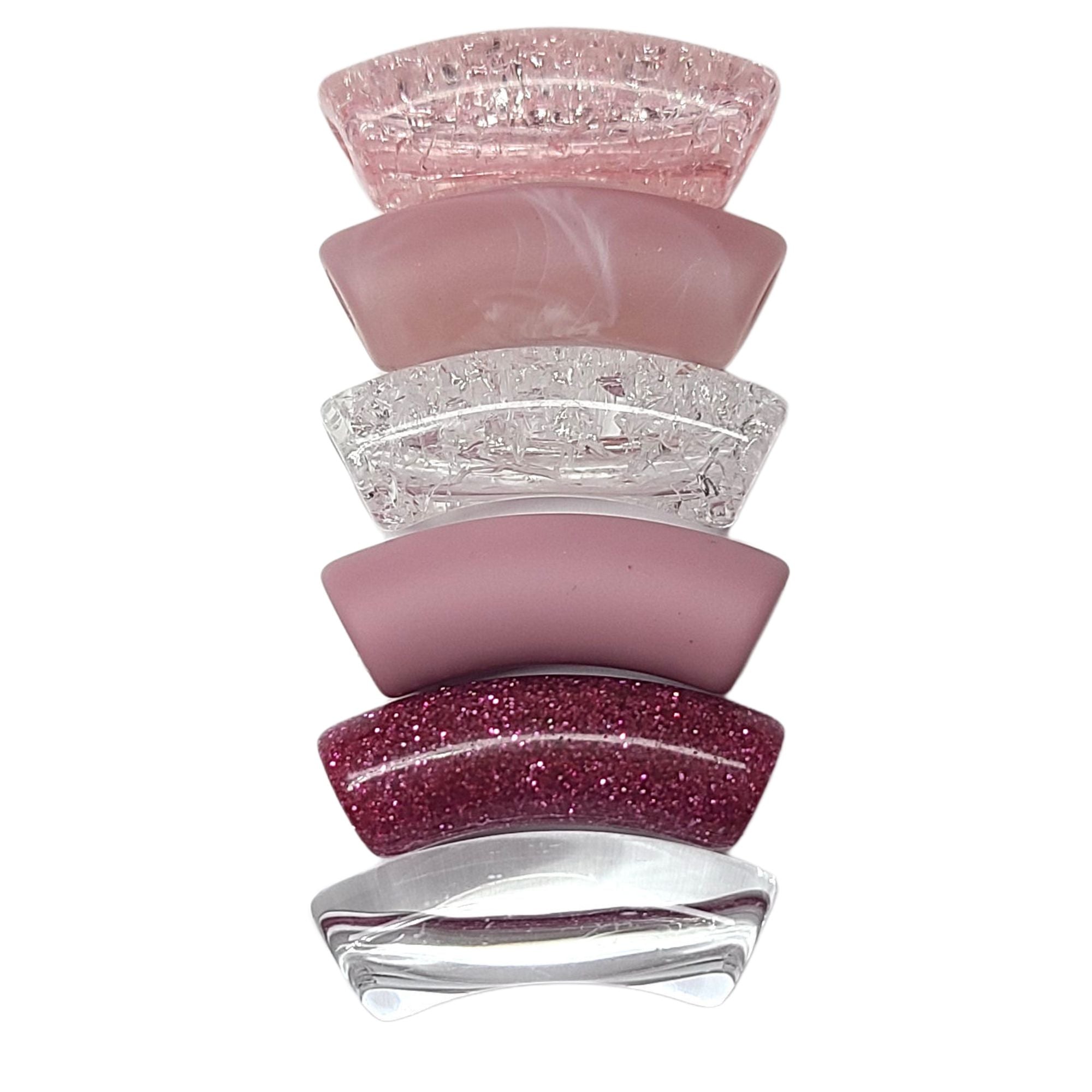 ARTSHOP Camaieu 120 perles tubes incurvés 12mm rose x6
