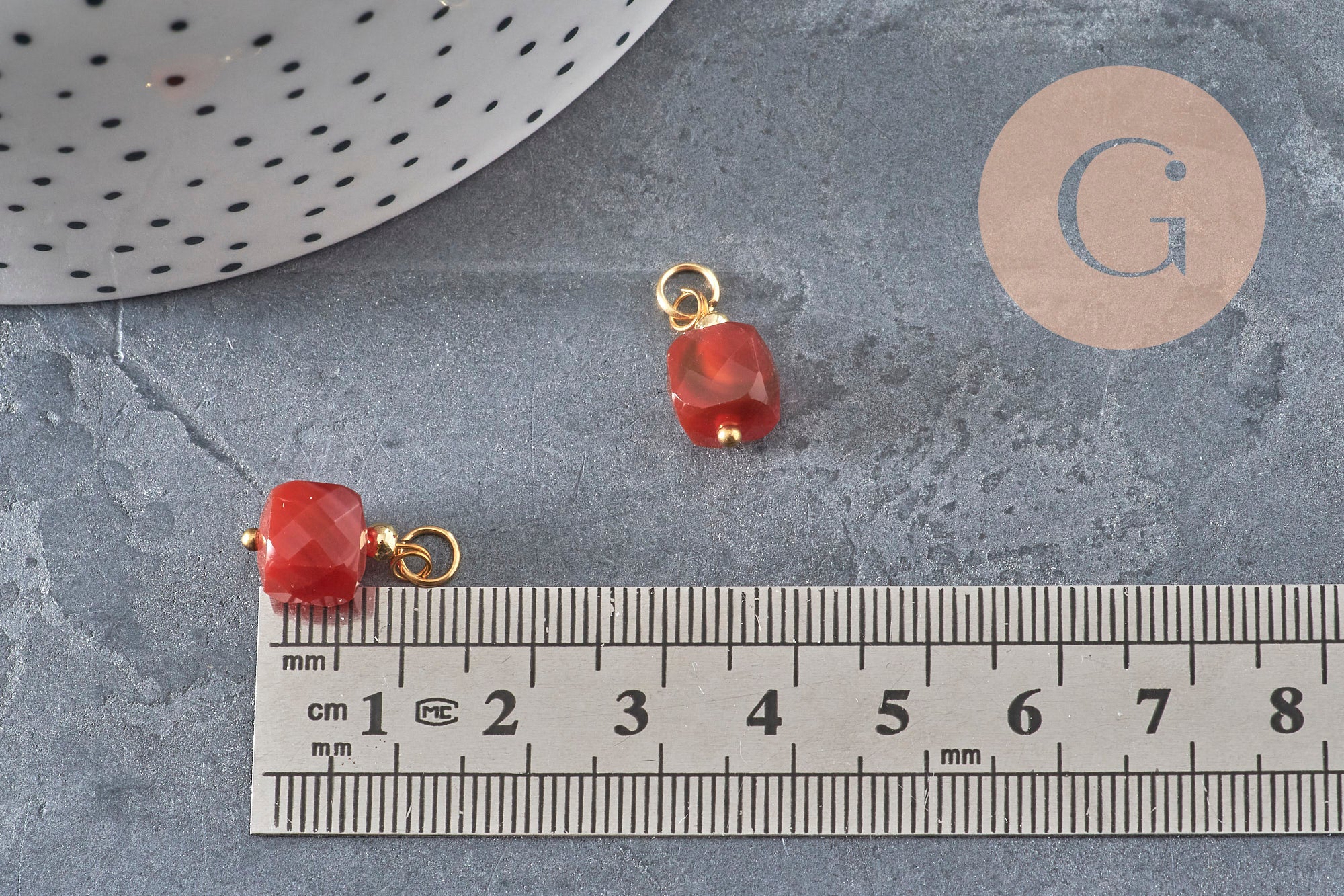 Gingerlily Pendentifs G11241 breloque cube cornaline 14.5mm