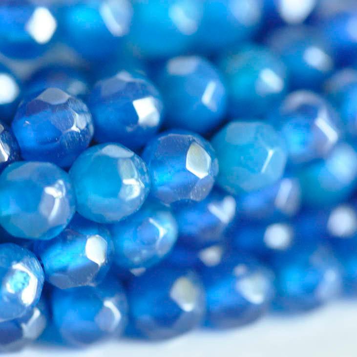 Gingerlily Perles G0719 perle agate bleue facette 4mm fil 90