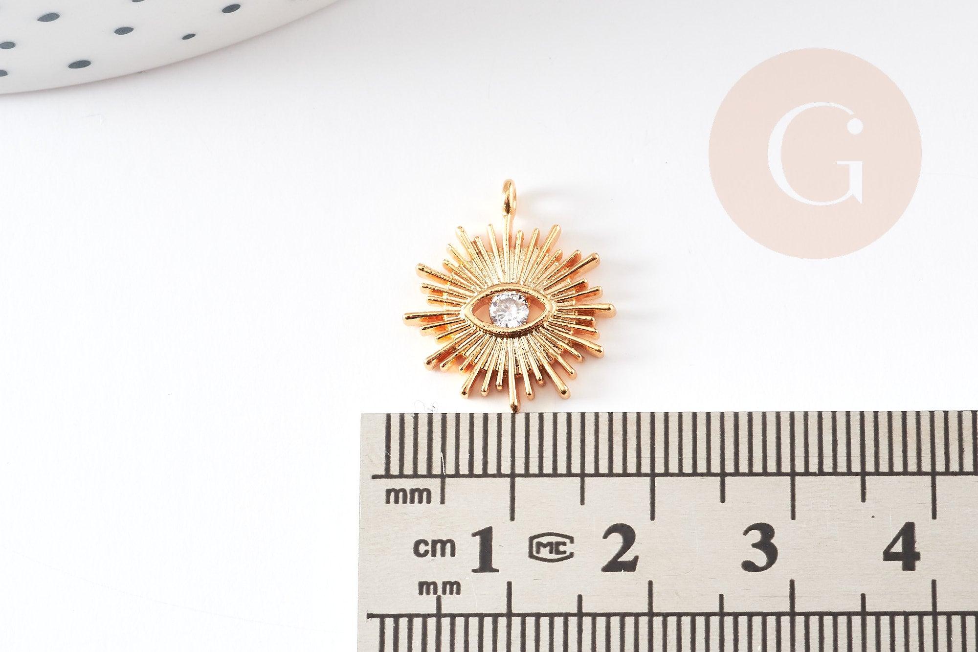 Gingerlily Pendentif G10546 soleil zamac doré 18K zircon 16,5 mm