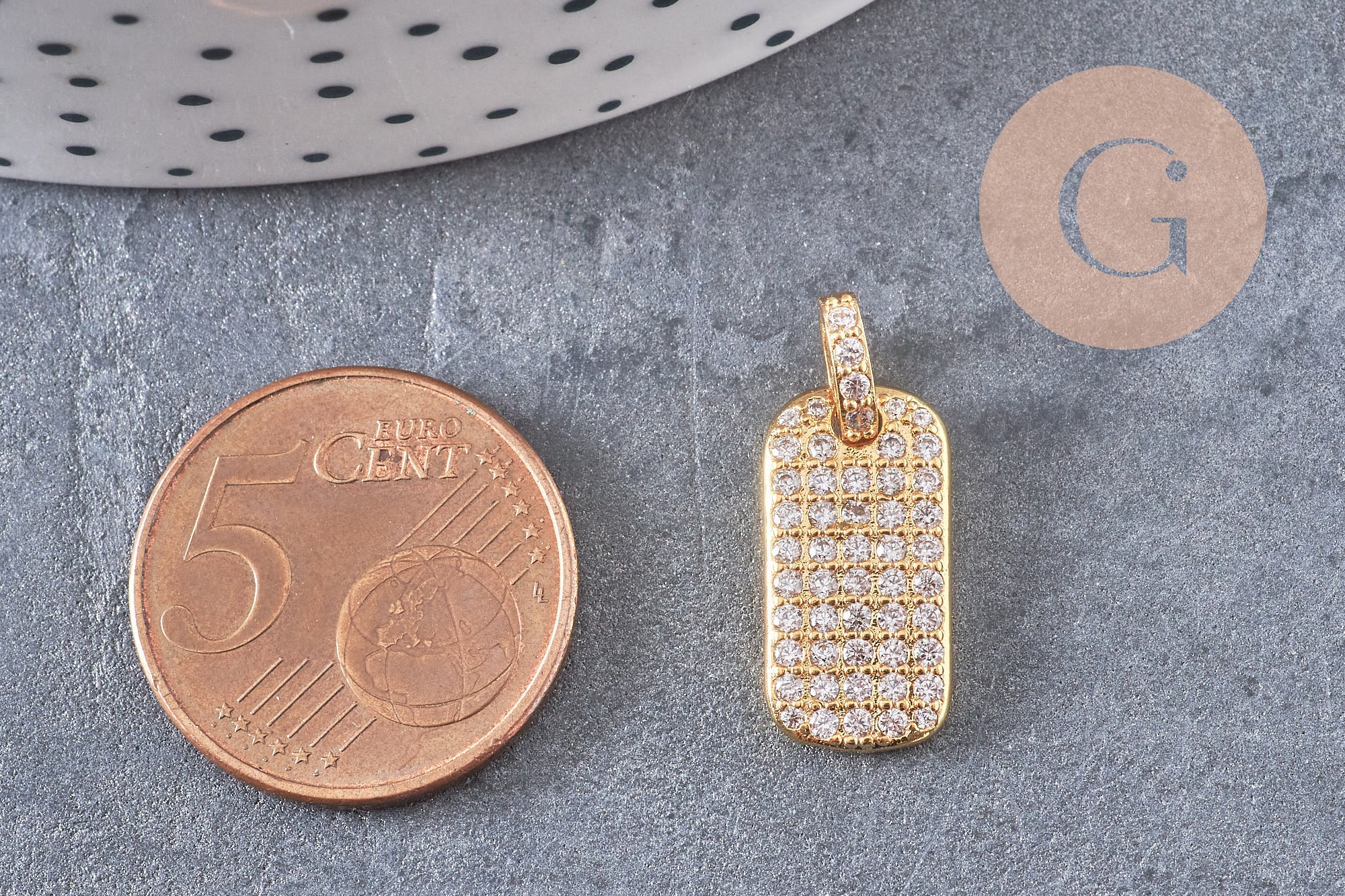 Gingerlily G5245 pendentif plaque doré zircon 17,5mm x1