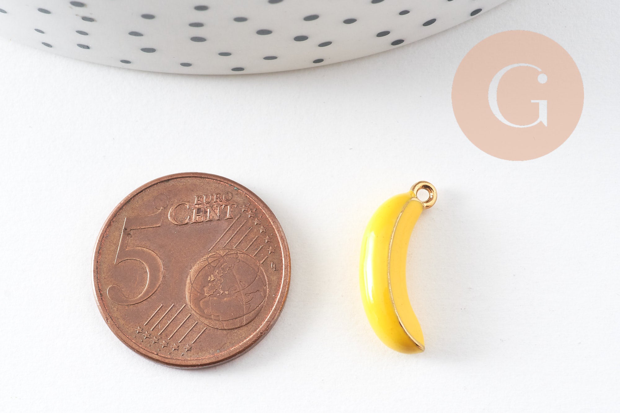 Gingerlily Pendentifs Banane émail jaune acier doré 19mm x1