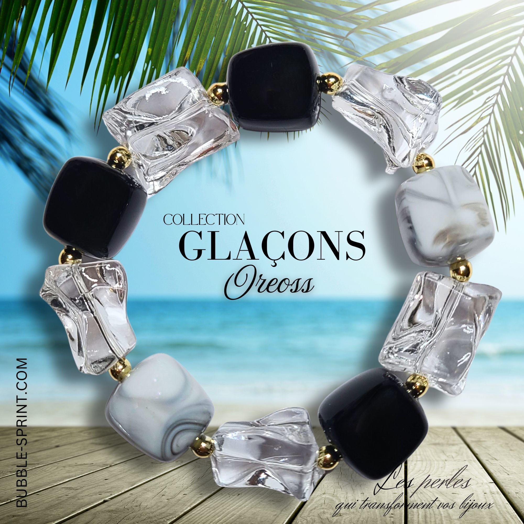 ARTSHOP Glaçons bracelet Oreoss kit ou monté noir blanc