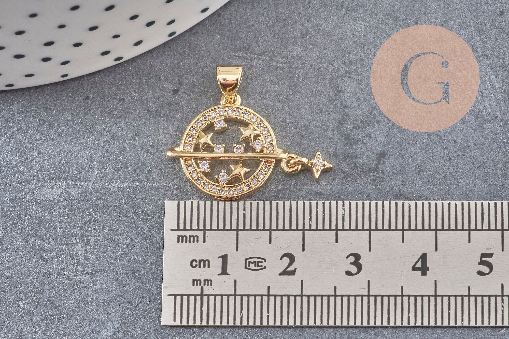 Gingerlily Pendentifs G7388 médaillon planète zircons 21 mm
