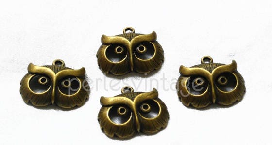 Gingerlily Tête Hibou G883 Pendentif Bronze 2,5 cm Lot de 2