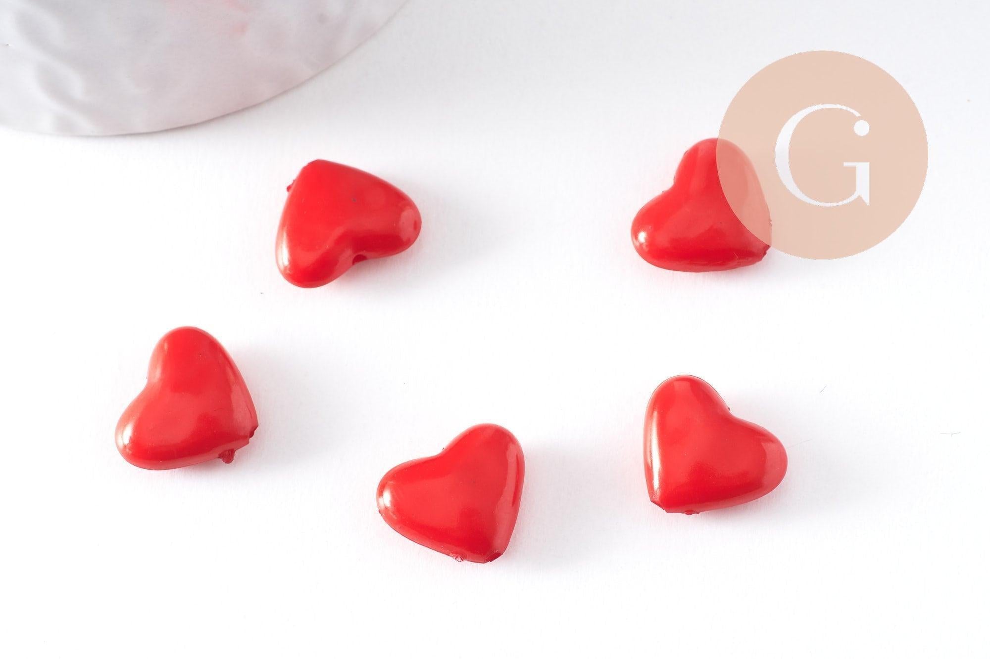Gingerlily Perles coeur G10405 perle plastique rouge 12mm x5