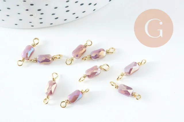 Gingerlily Connecteur verre violet irisé 15,5mm lot 5