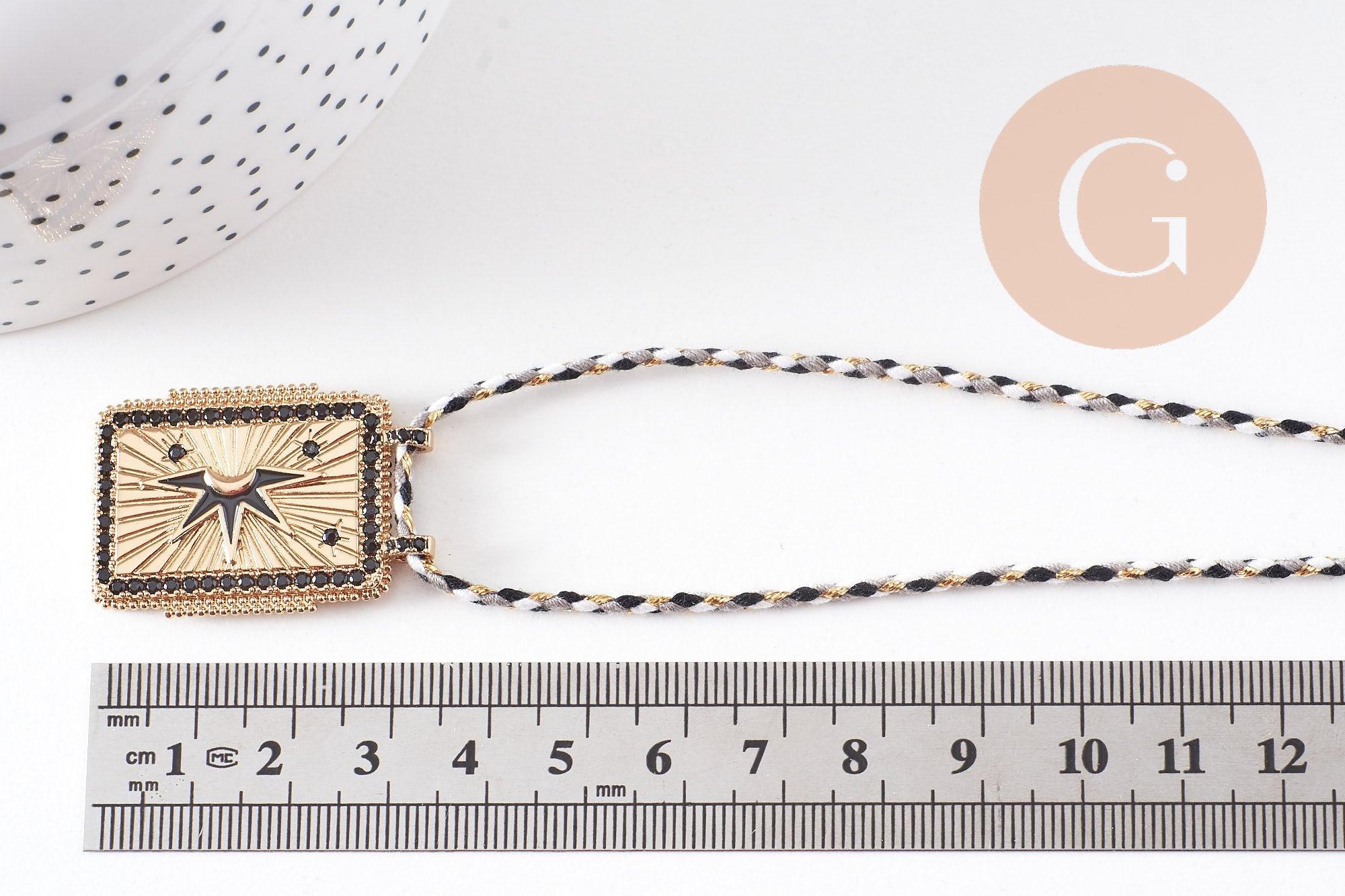 Gingerlily Collier médaille étoile G10364 cordon 45cm noir