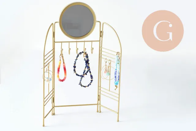 Gingerlily G9794 présentoir bijoux doré 33cm miroir