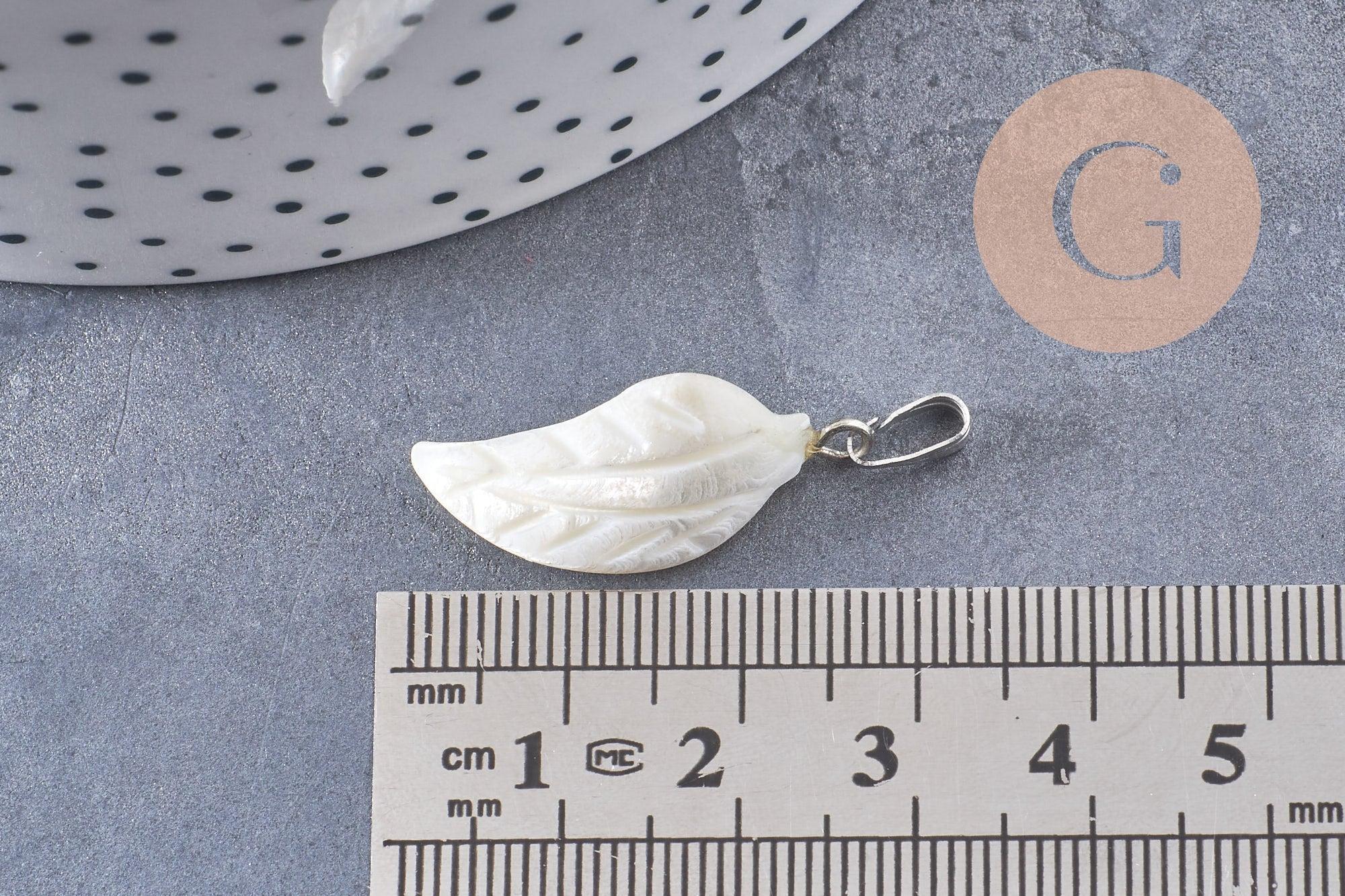 Gingerlily G10088 pendentif feuille nacre platine 28mm x1