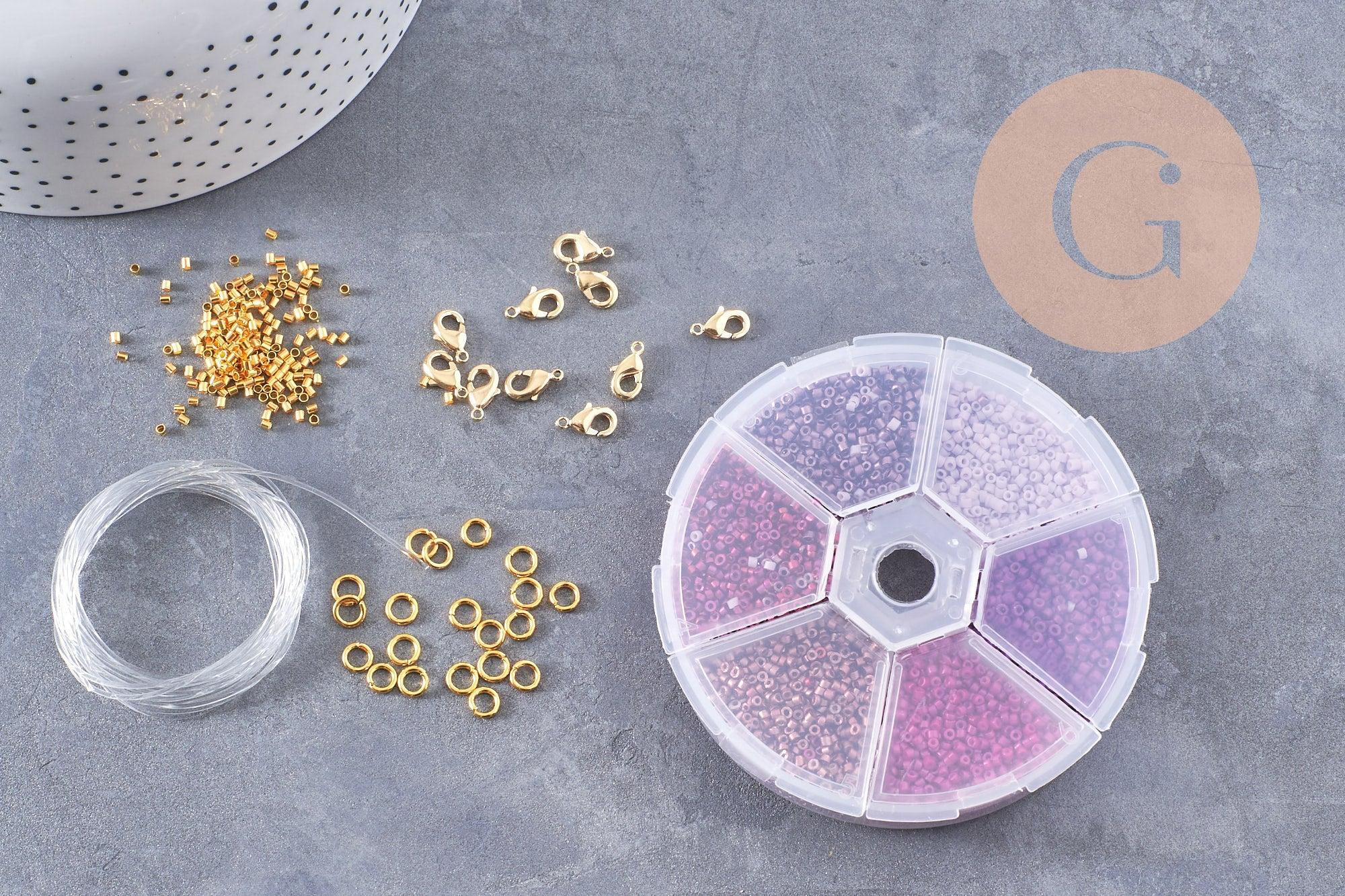 Gingerlily Kit G9191 perles rocaille tube verre mix violet