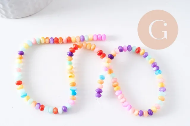 Gingerlily Perles DIY Rondelle nacre multicolore 5x3 mm fil 38 cm