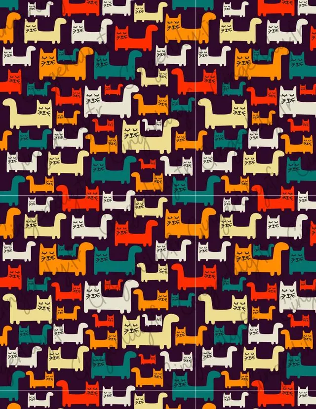 Gingerlily G11013 feuille transfert polymère chats colorés 14x10cm