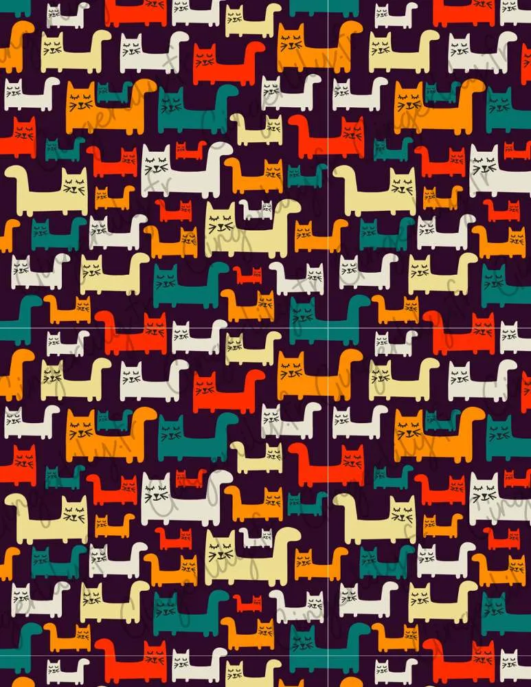Gingerlily G11013 feuille transfert polymère chats colorés 14x10cm
