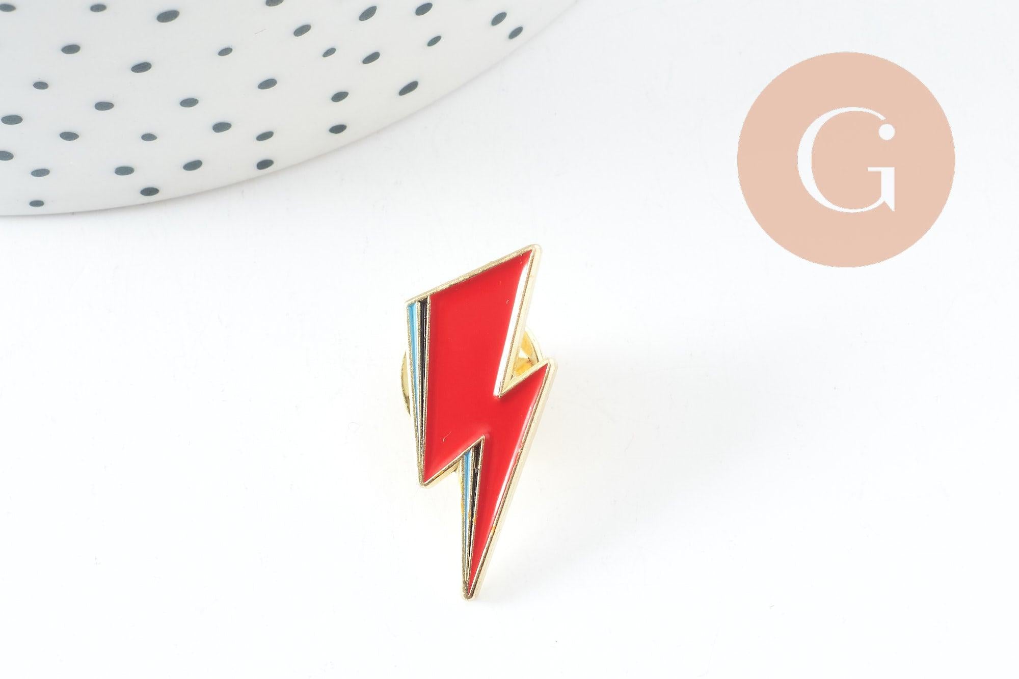 Gingerlily Broche pin's éclair G9745 émail rouge doré