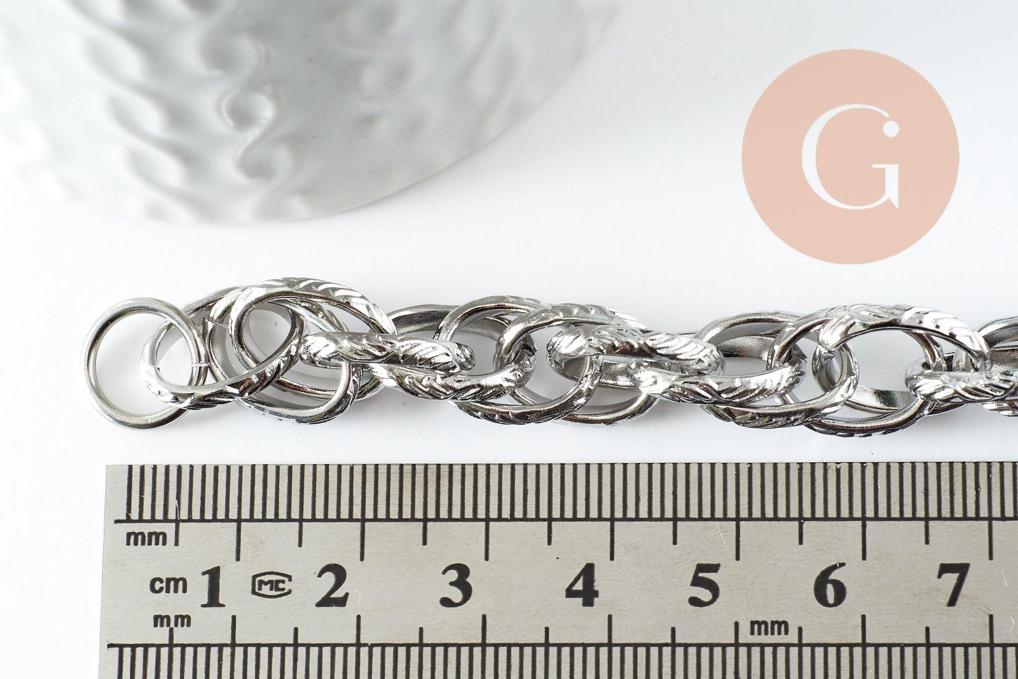Gingerlily Bracelet grosse maille acier platine 20,5cm x1
