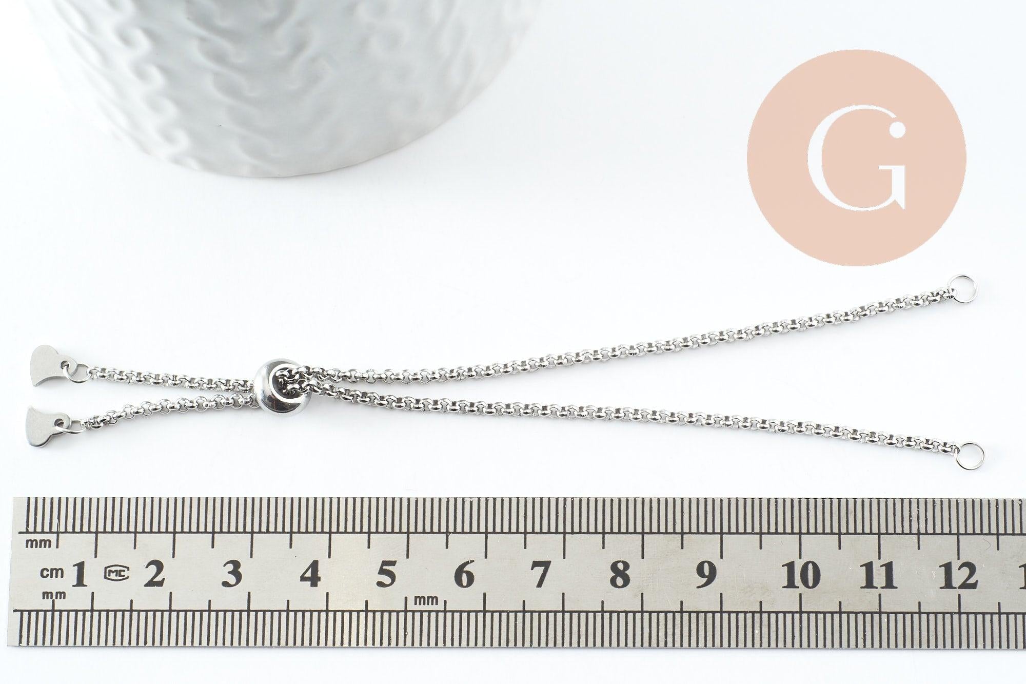 Gingerlily Apprêts Base bracelet rolo acier platine 25cm x1