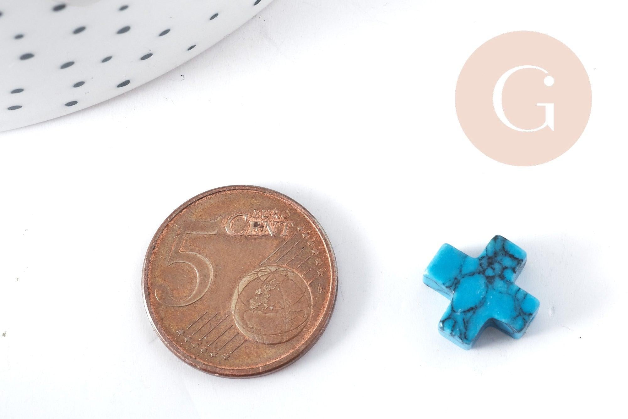 Gingerlily Perles G8278 5 perles croix howlite turquoise 12mm