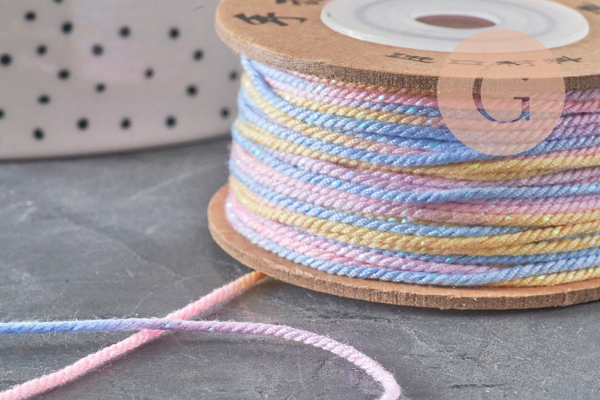 Gingerlily Cordon coton multicolore pastel 1mm 5m