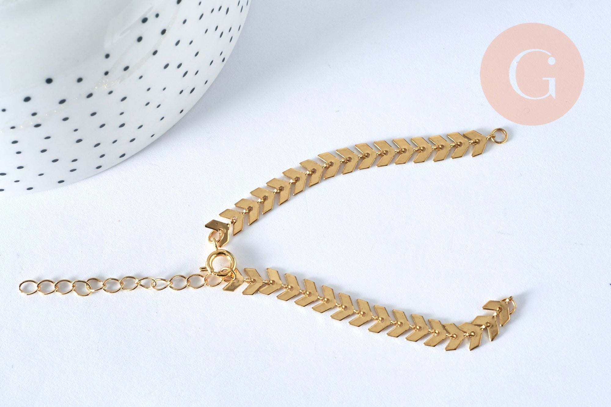 Gingerlily Bracelet base arête poisson acier doré 16cm x1