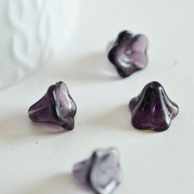 Gingerlily G885 perle verre fleur violette lot 20 11 mm