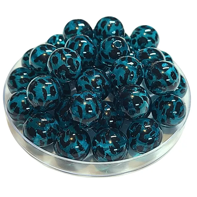 ARTSHOP 232 boules léopard teal 16MM x15 perles acrylique