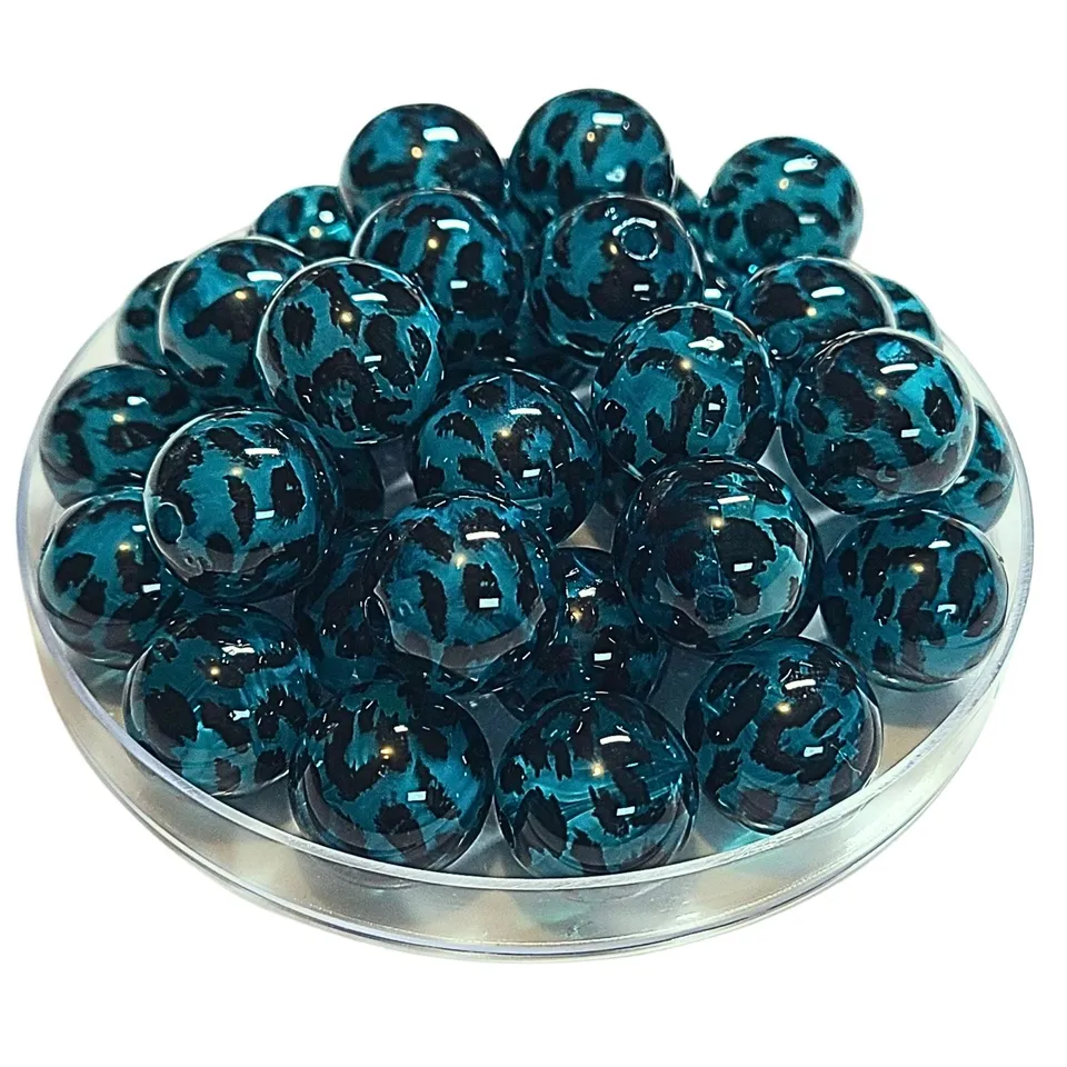 ARTSHOP 232 boules léopard teal 16MM x15 perles acrylique