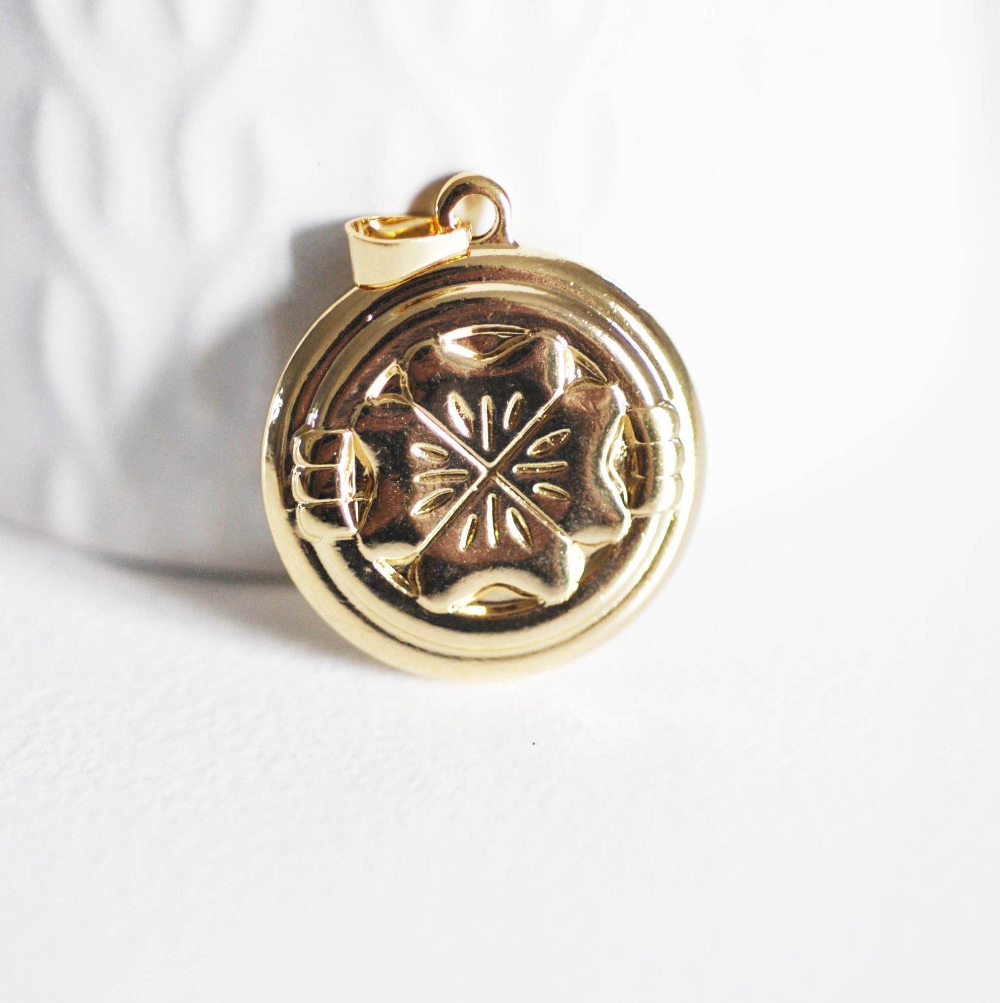 Gingerlily Pendentifs Médaille trèfle doré 27mm x1