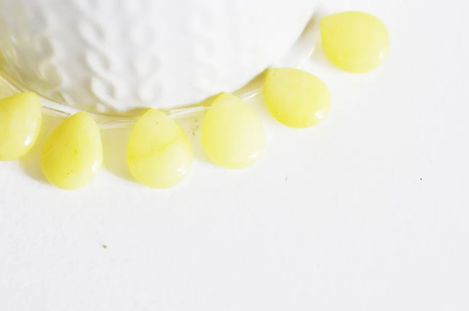 Gingerlily Perles Goutte Jade Jaune Facetté 15mm x4