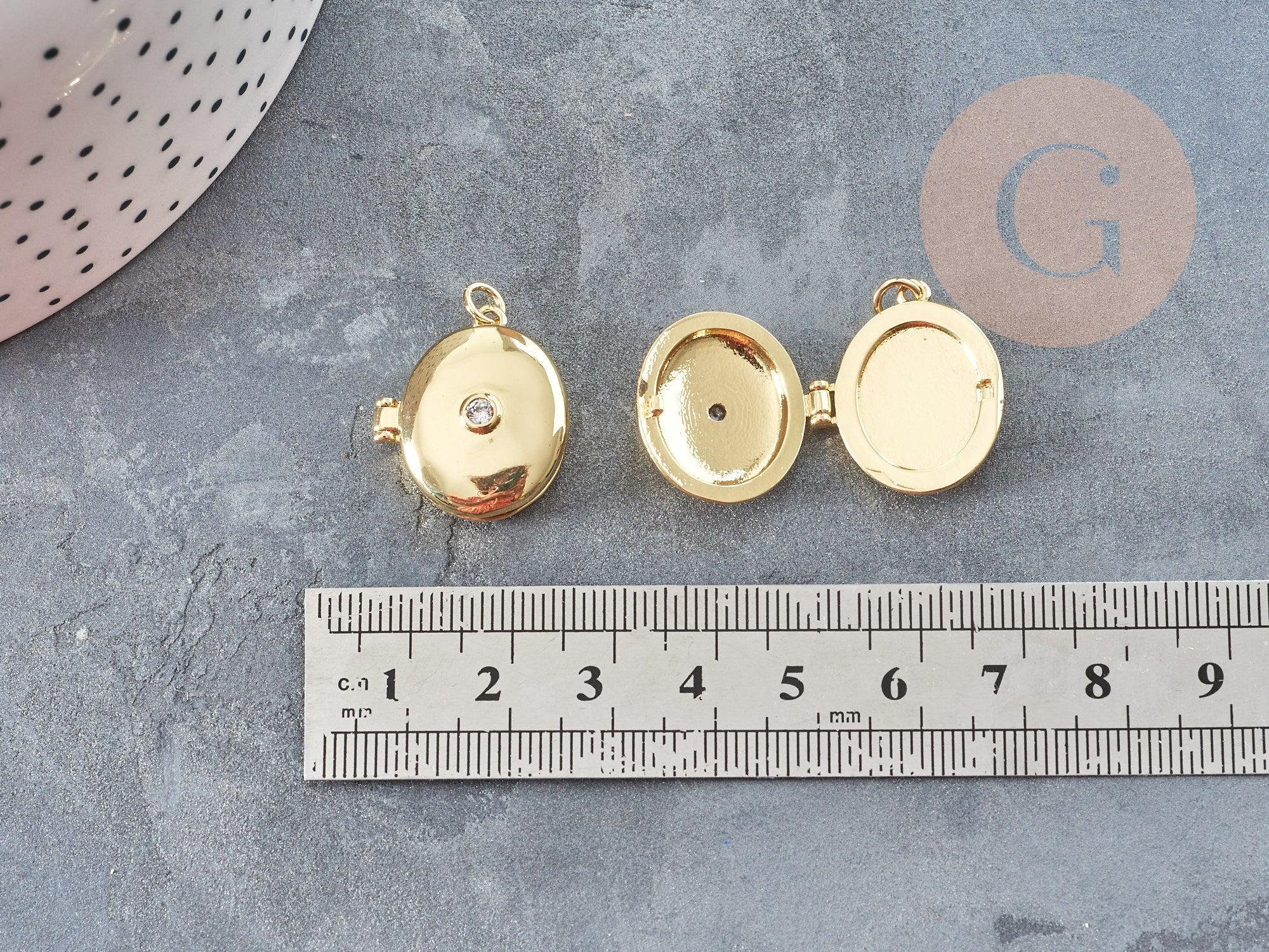 Gingerlily G9046 pendentif locket ovale doré zircon