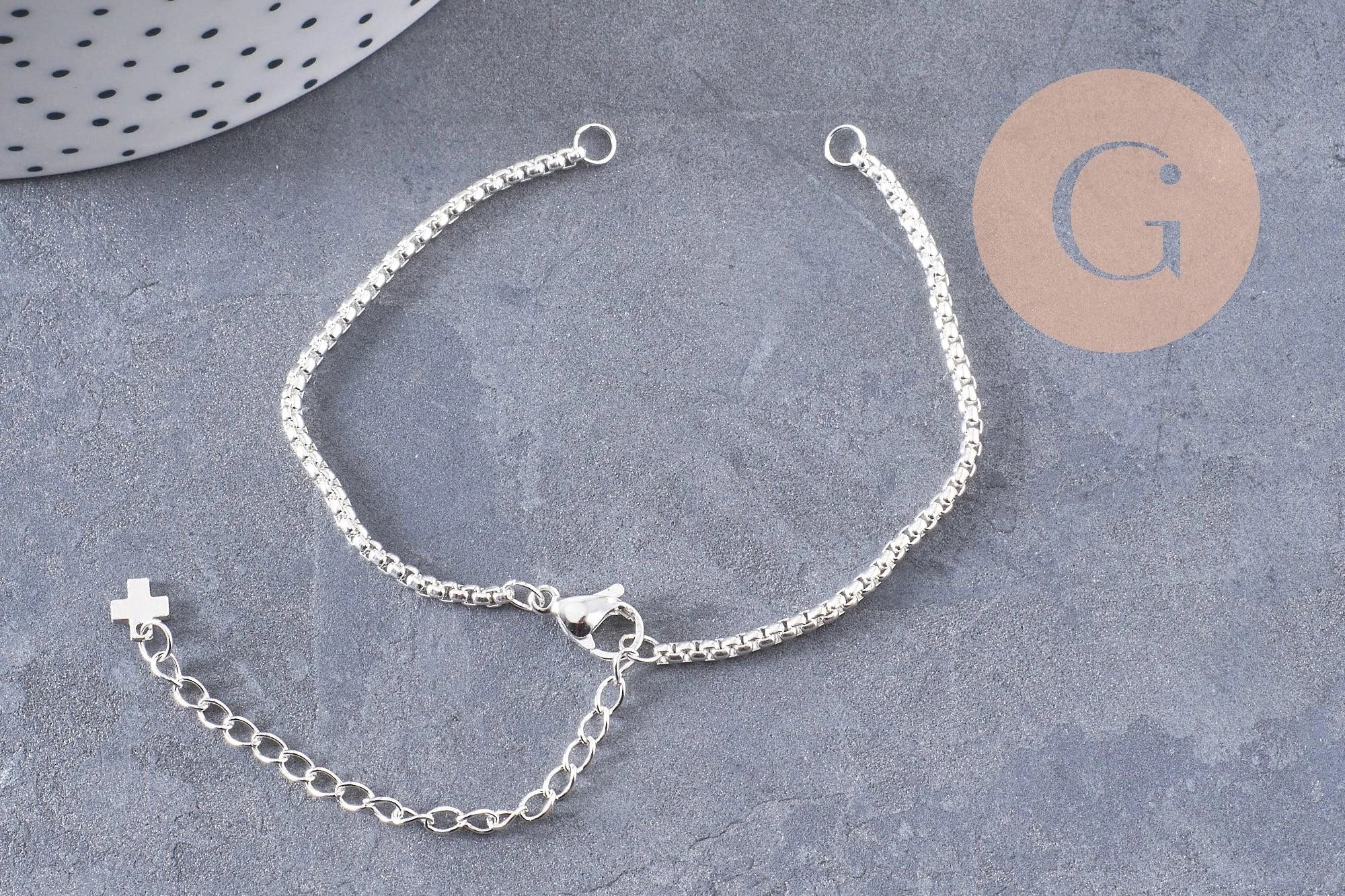 Gingerlily Perles Base bracelet vénitienne acier platine 15,5 cm x1